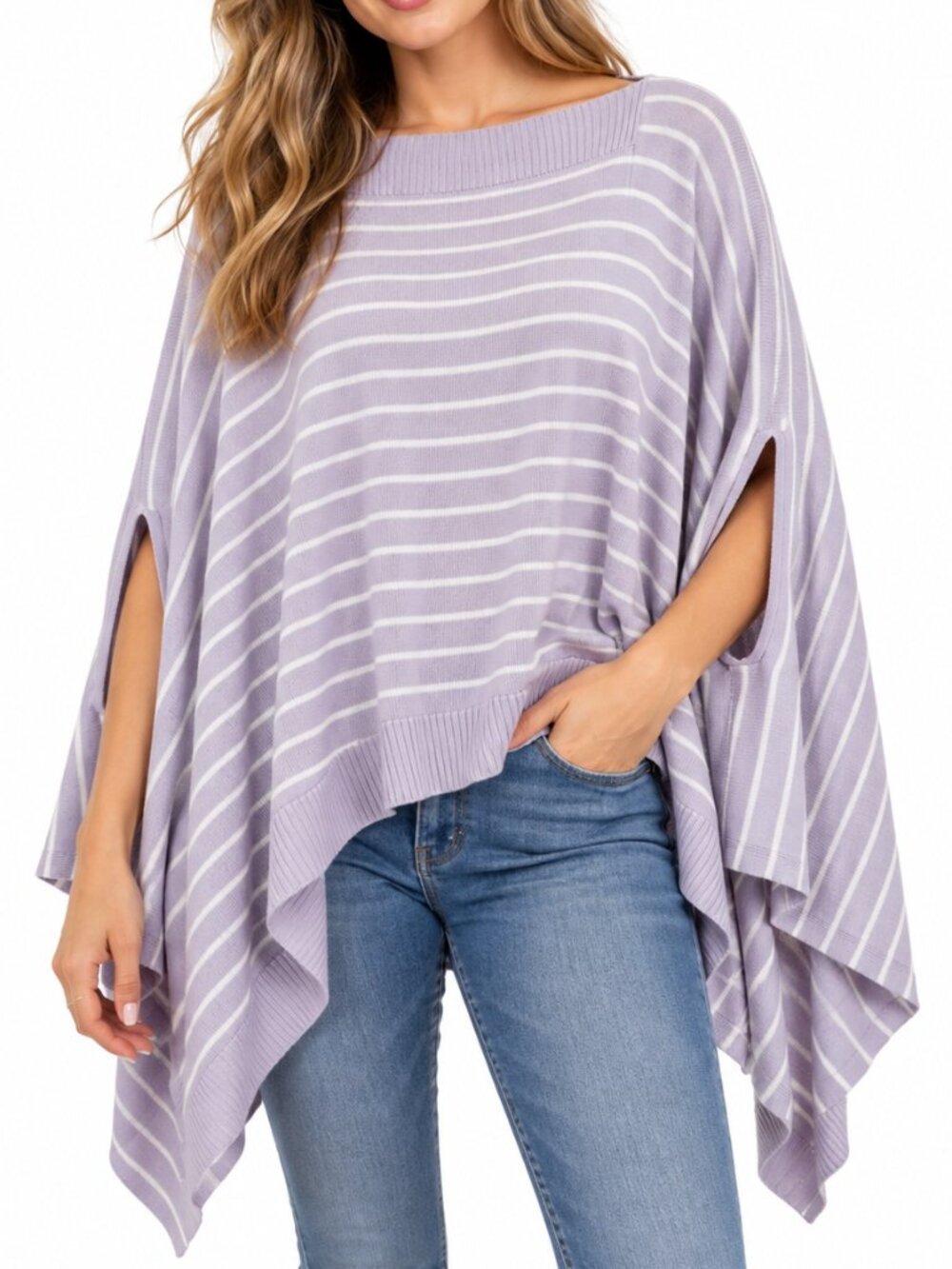 LULULEMON Forward Flow Poncho Purple White Stripe One Size Convertible Cashmere